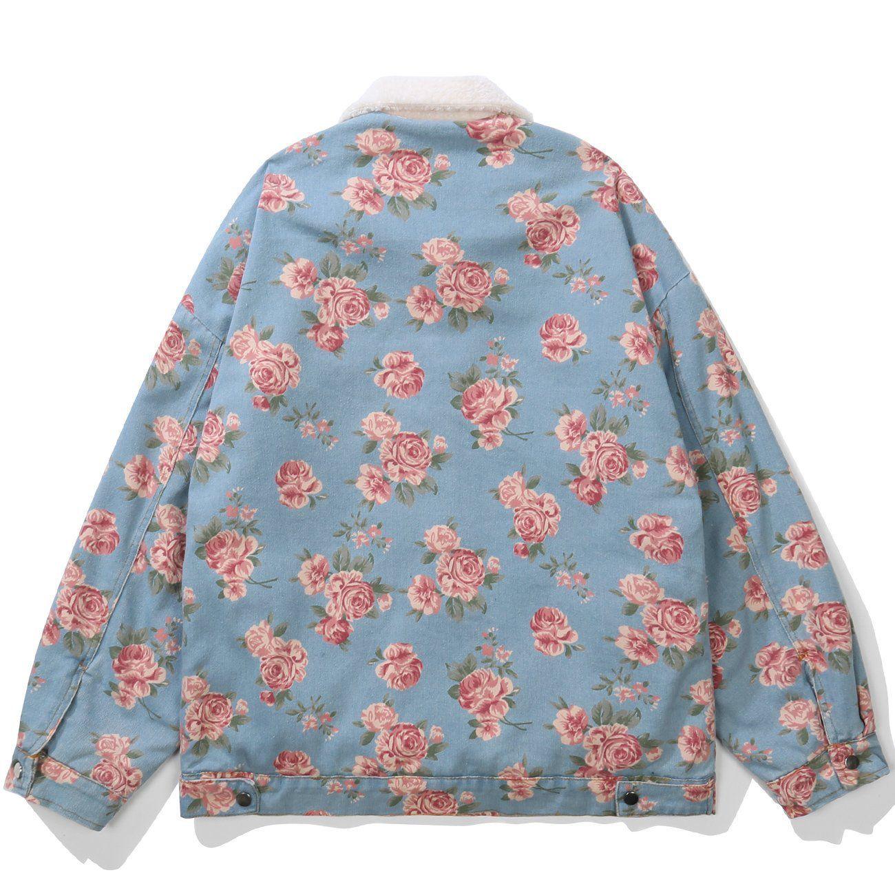 Tntwear® - Full Flower Print Winter Coat - tntwear1