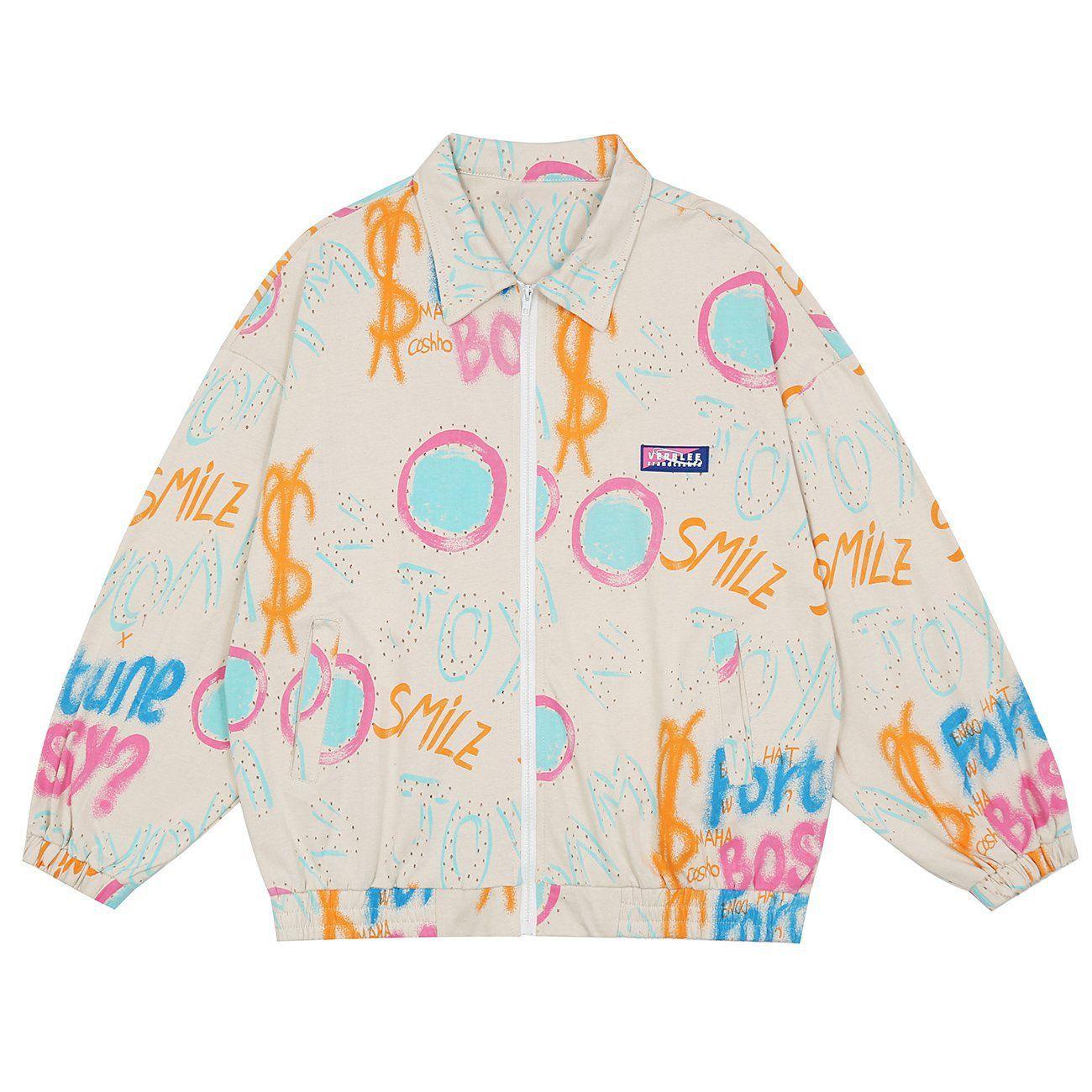 Tntwear® - Full Print Graffiti Pattern Jacket - tntwear1