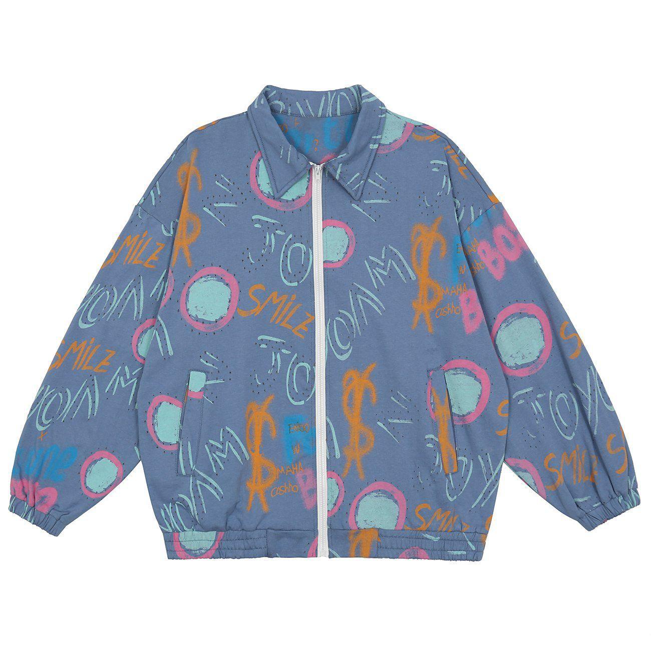 Tntwear® - Full Print Graffiti Pattern Jacket - tntwear1