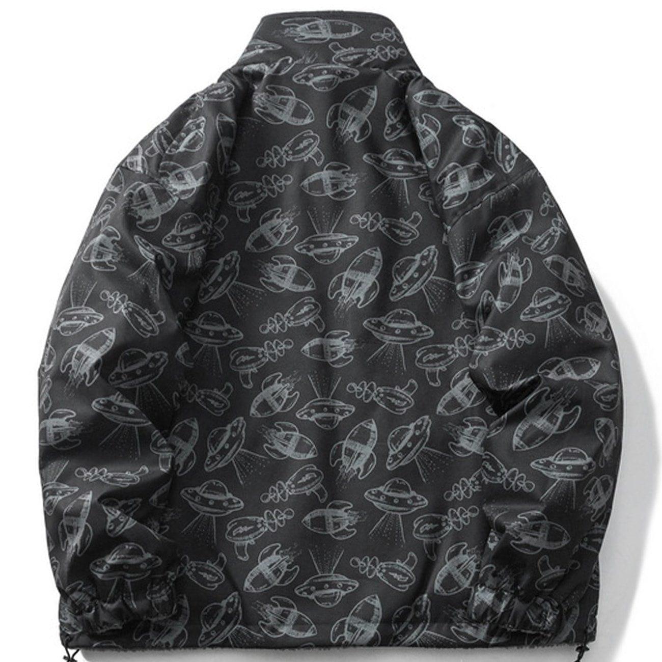 Tntwear® - Full UFO Print Double-sided Winter Coat - tntwear1