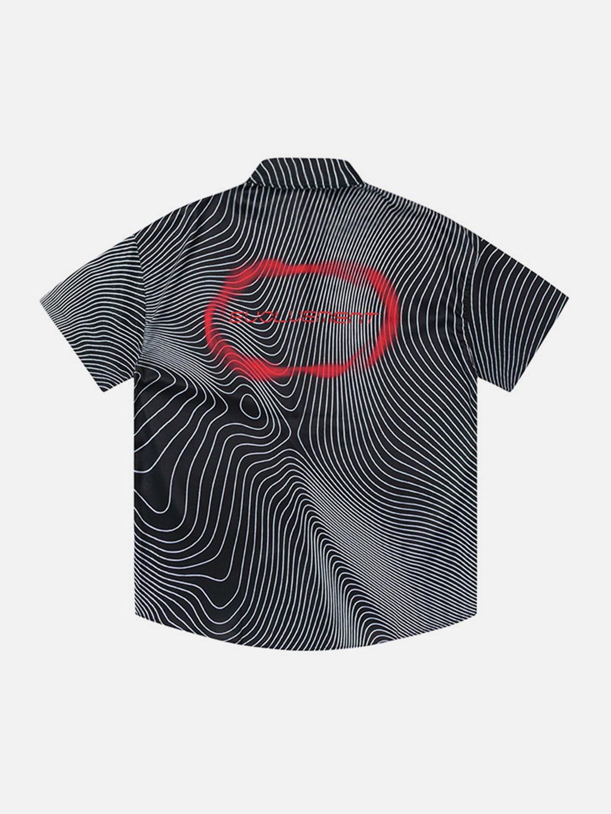 Tntwear® - Gradient Psychedelic Line Short Sleeve Shirt - tntwear1