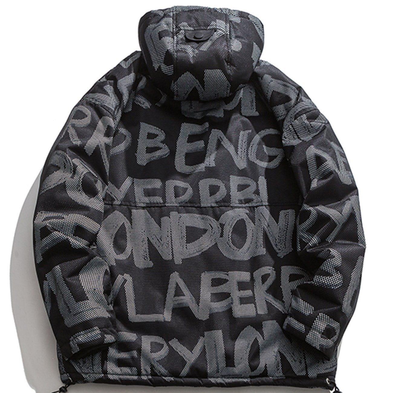 Tntwear® - Graffiti Letters Hooded Winter Coat - tntwear1