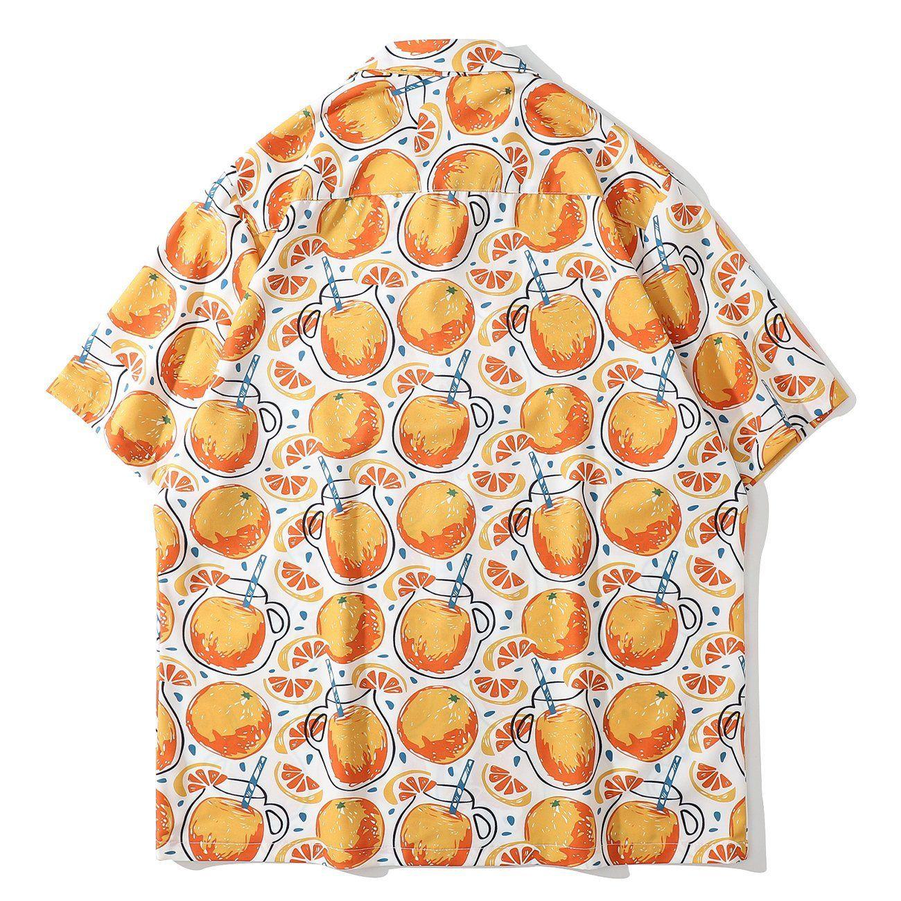 Tntwear® - Grapefruit Print Short-sleeved Shirt - tntwear1