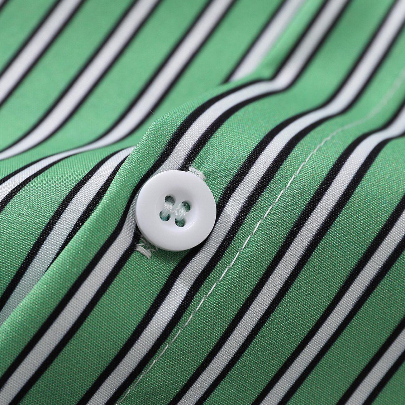 Tntwear® - Green and White Striped Long Sleeve Shirt - tntwear1