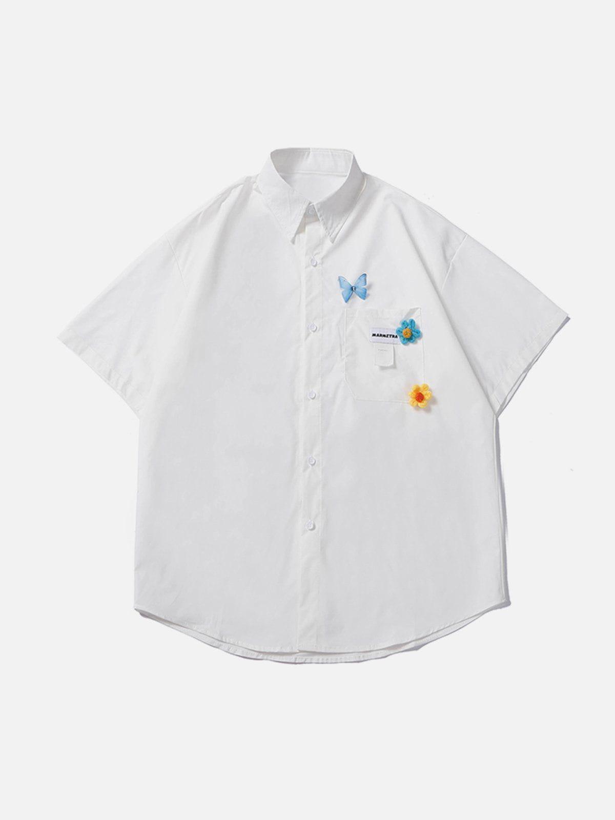 Tntwear® - Knitted Flower Short Sleeve Shirt - tntwear1