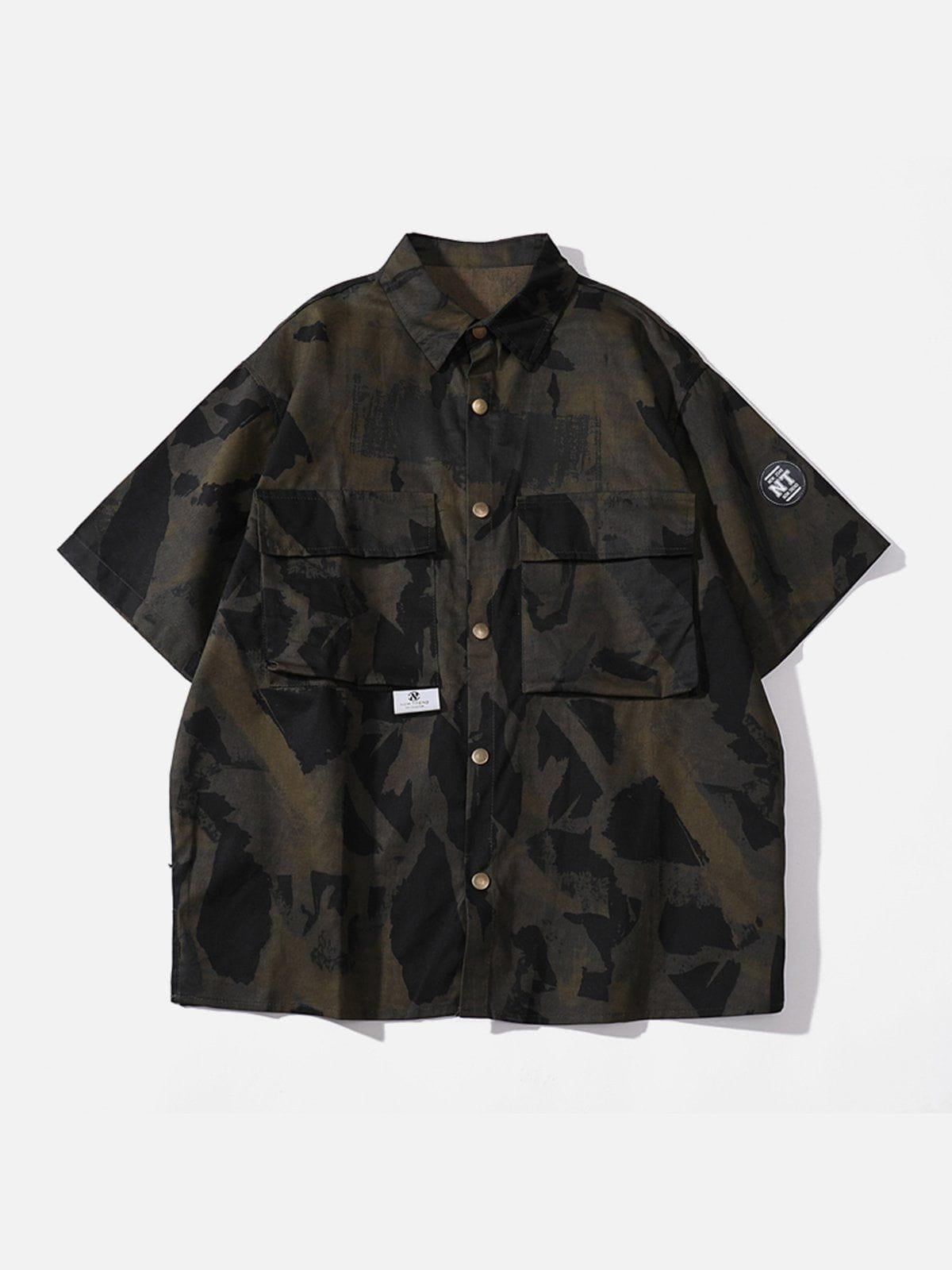 Tntwear® - Large Pocket Camo Short Sleeve Shirt - tntwear1