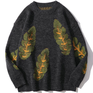 Tntwear® - Leaf Print Knit Sweater - tntwear1