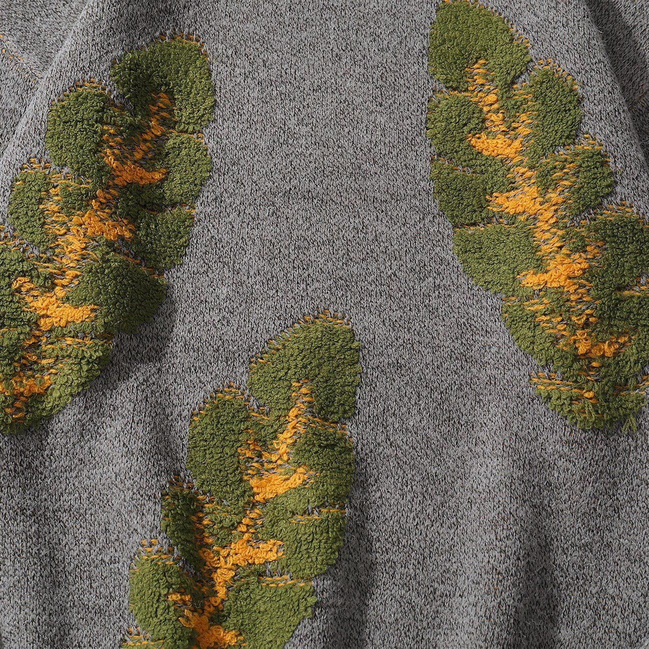 Tntwear® - Leaf Print Knit Sweater - tntwear1