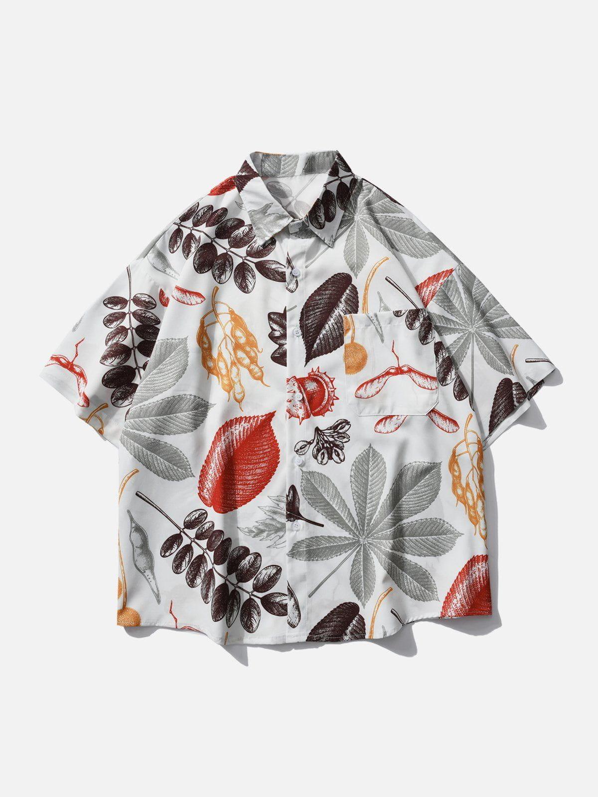 Tntwear® - Leaf Print Short Sleeve Shirt - tntwear1