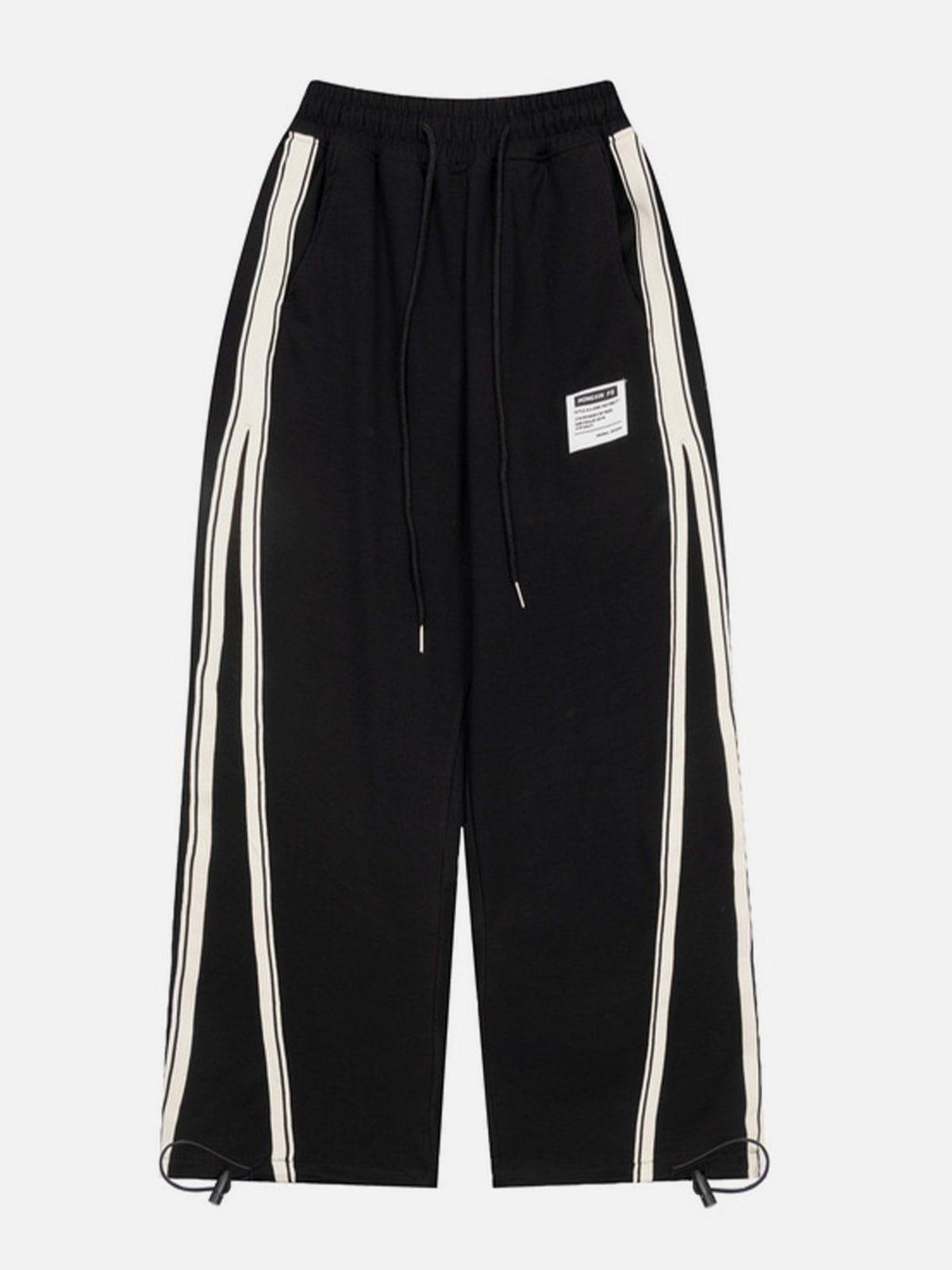 Tntwear® - Leg Retractable Striped Drawstring Sweatpants - tntwear1