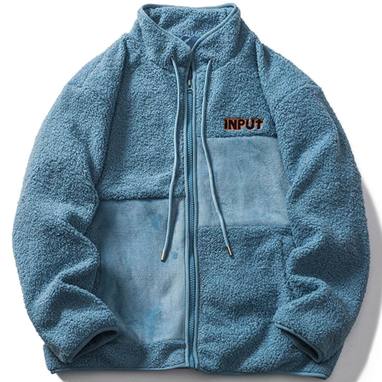 Tntwear® - Letter Stitching Sherpa Winter Coat - tntwear1