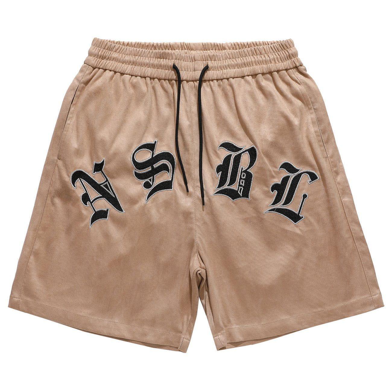 Tntwear® - Letters Embroidery Drawstring Shorts - tntwear1