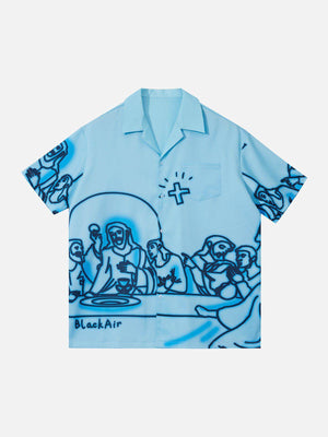 Tntwear® - Line Caricature Graphic Short Sleeve Shirts - tntwear1