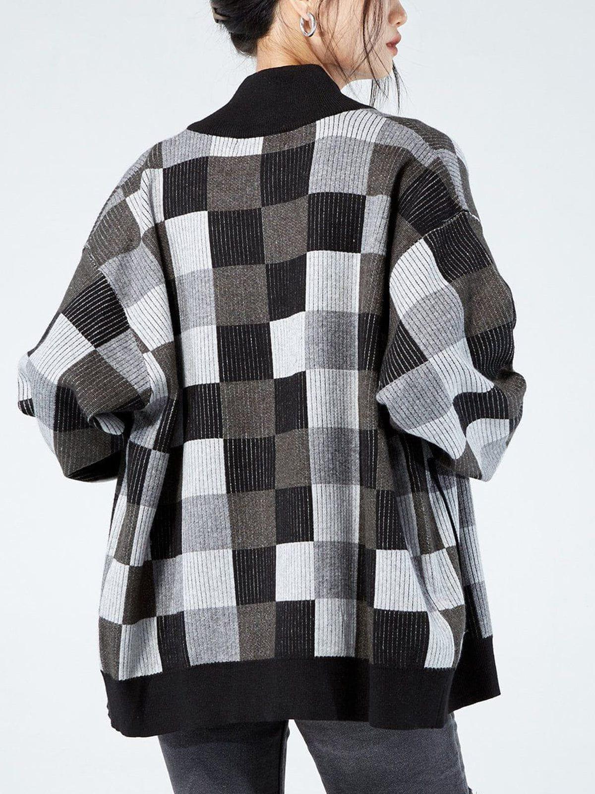 Tntwear® - Mosaic Plaid Cardigan - tntwear1