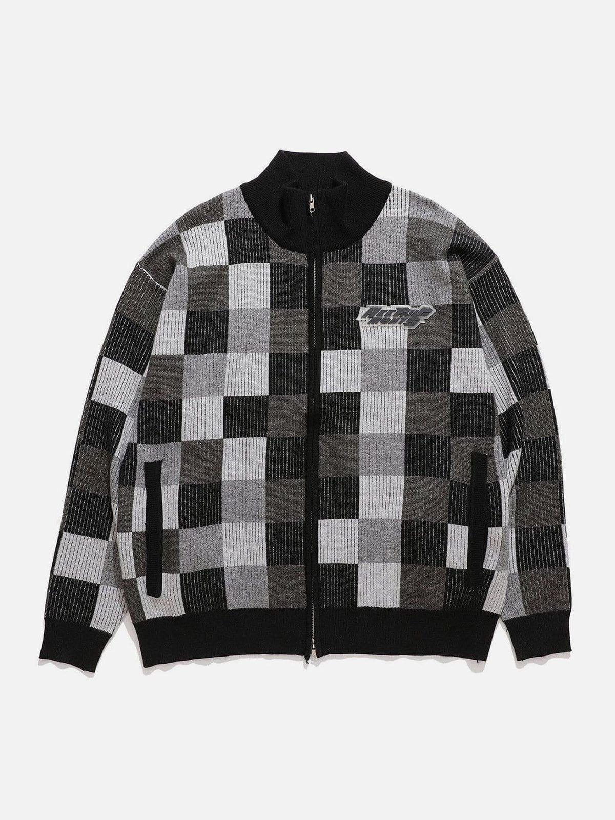 Tntwear® - Mosaic Plaid Cardigan - tntwear1