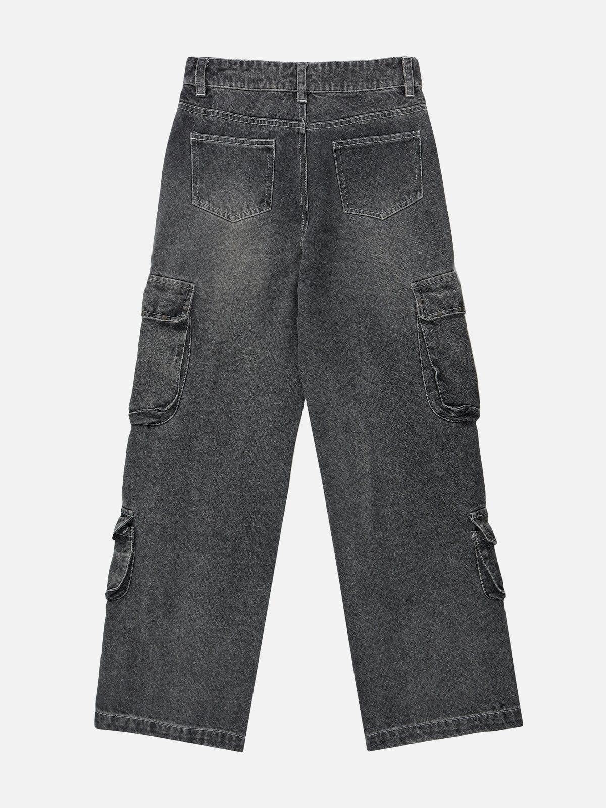 Tntwear® - Multi-pocket Washed Design Jeans - tntwear1