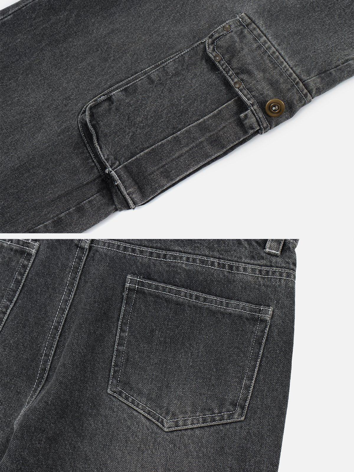 Tntwear® - Multi-pocket Washed Design Jeans - tntwear1