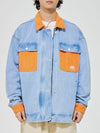 Tntwear® - Orange Corduroy Patchwork Denim Jacket - tntwear1