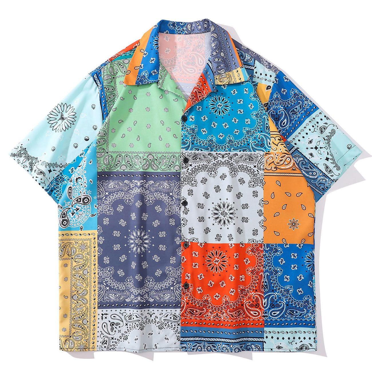 Tntwear® - Panel Bandana Short Sleeve Shirt - tntwear1