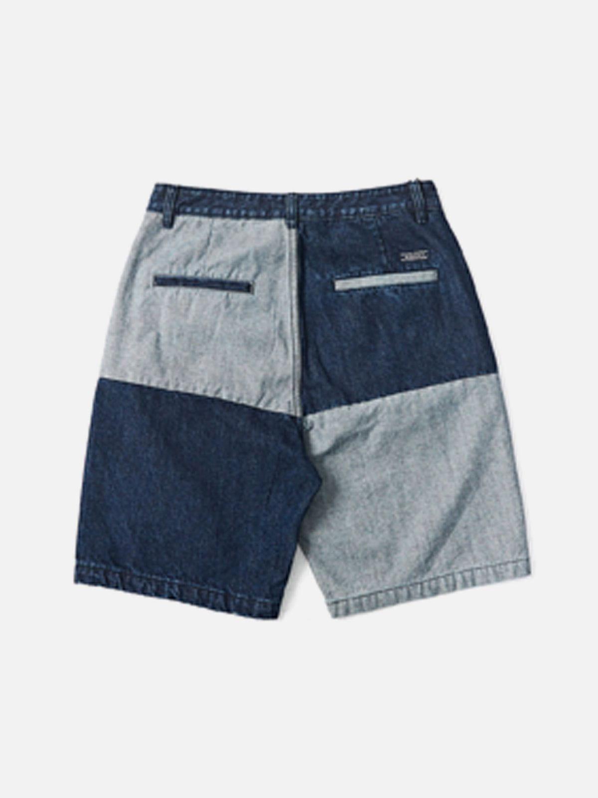 Tntwear® - Paneled Contrast Denim Shorts - tntwear1