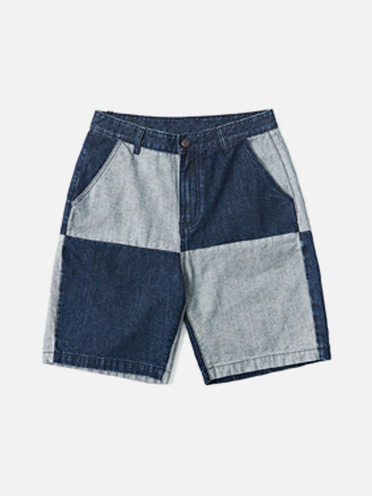 Tntwear® - Paneled Contrast Denim Shorts - tntwear1