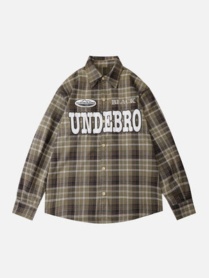 Tntwear® - Patch Embroidered Plaid Long Sleeve Shirt - tntwear1