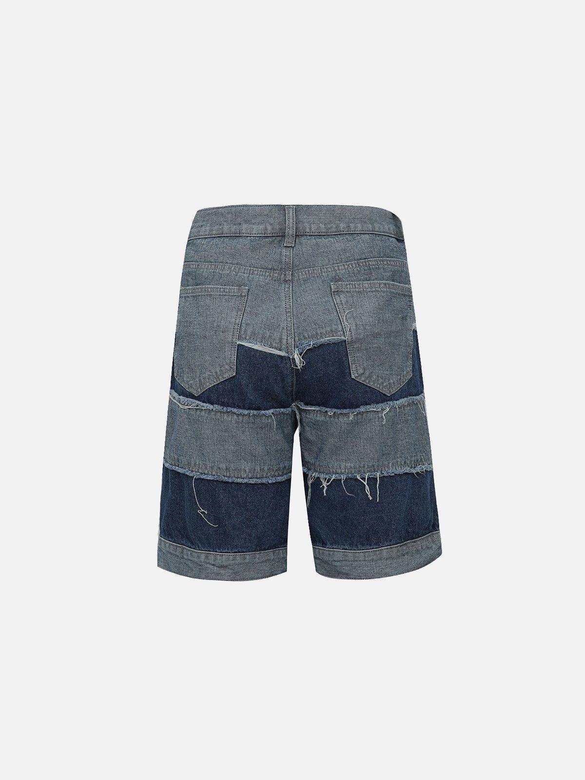 Tntwear® - Patchwork Denim Shorts - tntwear1