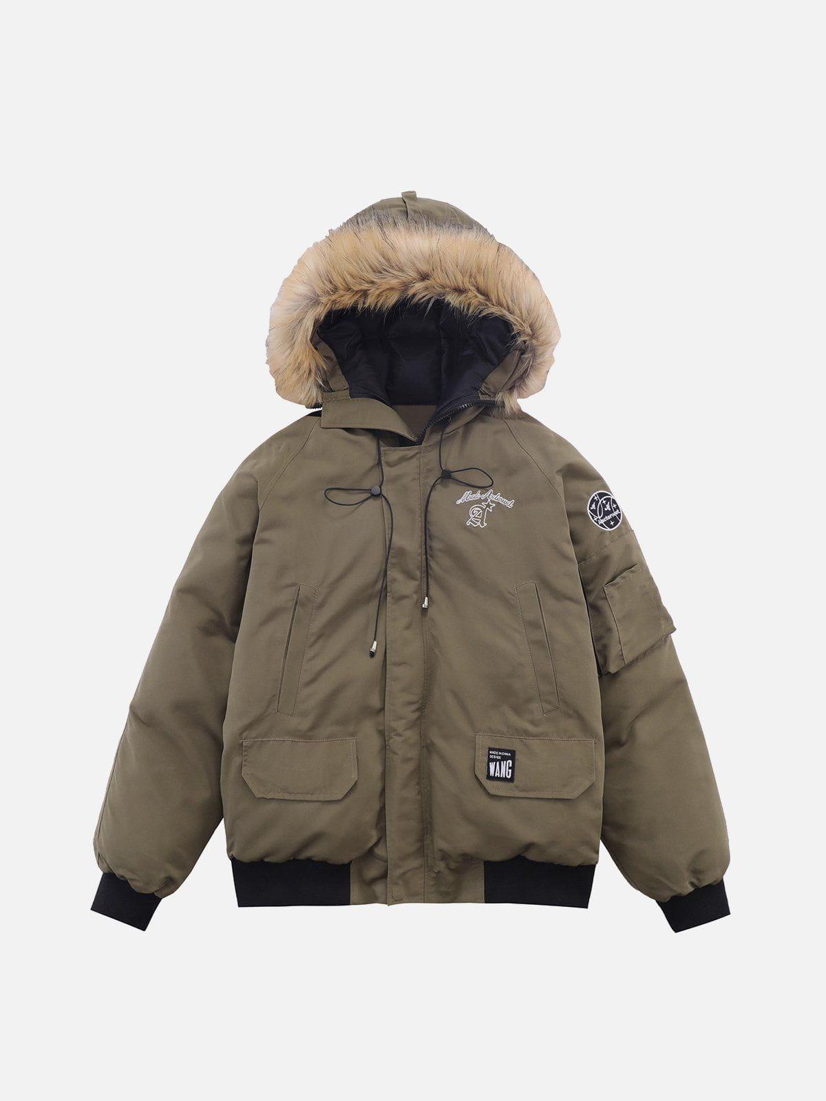 Tntwear® - Patchwork Drawstring Winter Coat - tntwear1