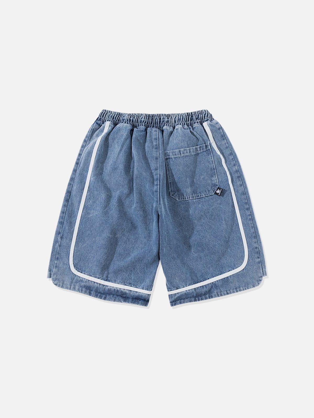 Tntwear® - Patchwork Letter Denim Shorts - tntwear1