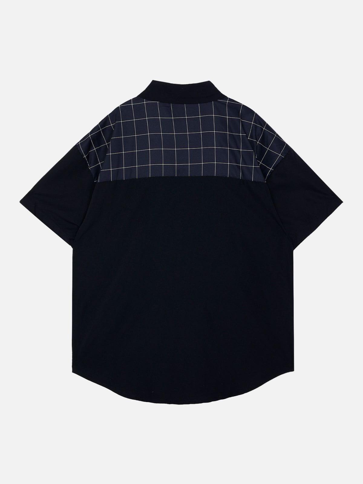 Tntwear® - Patchwork Plaid Short Sleeve Shirts - tntwear1