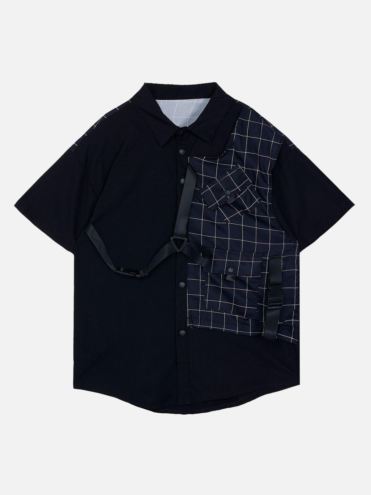 Tntwear® - Patchwork Plaid Short Sleeve Shirts - tntwear1