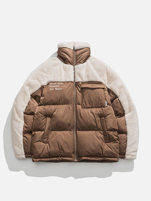 Tntwear® - Patchwork Pockets Sherpa Winter Coat - tntwear1