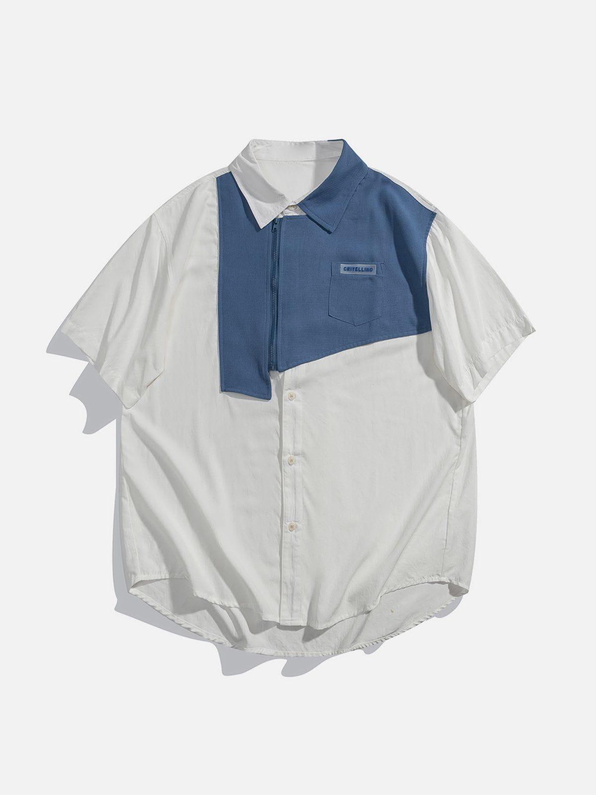 Tntwear® - Patchwork Short Sleeve Shirt - tntwear1