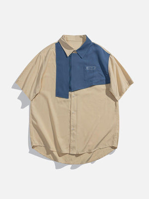 Tntwear® - Patchwork Short Sleeve Shirt - tntwear1