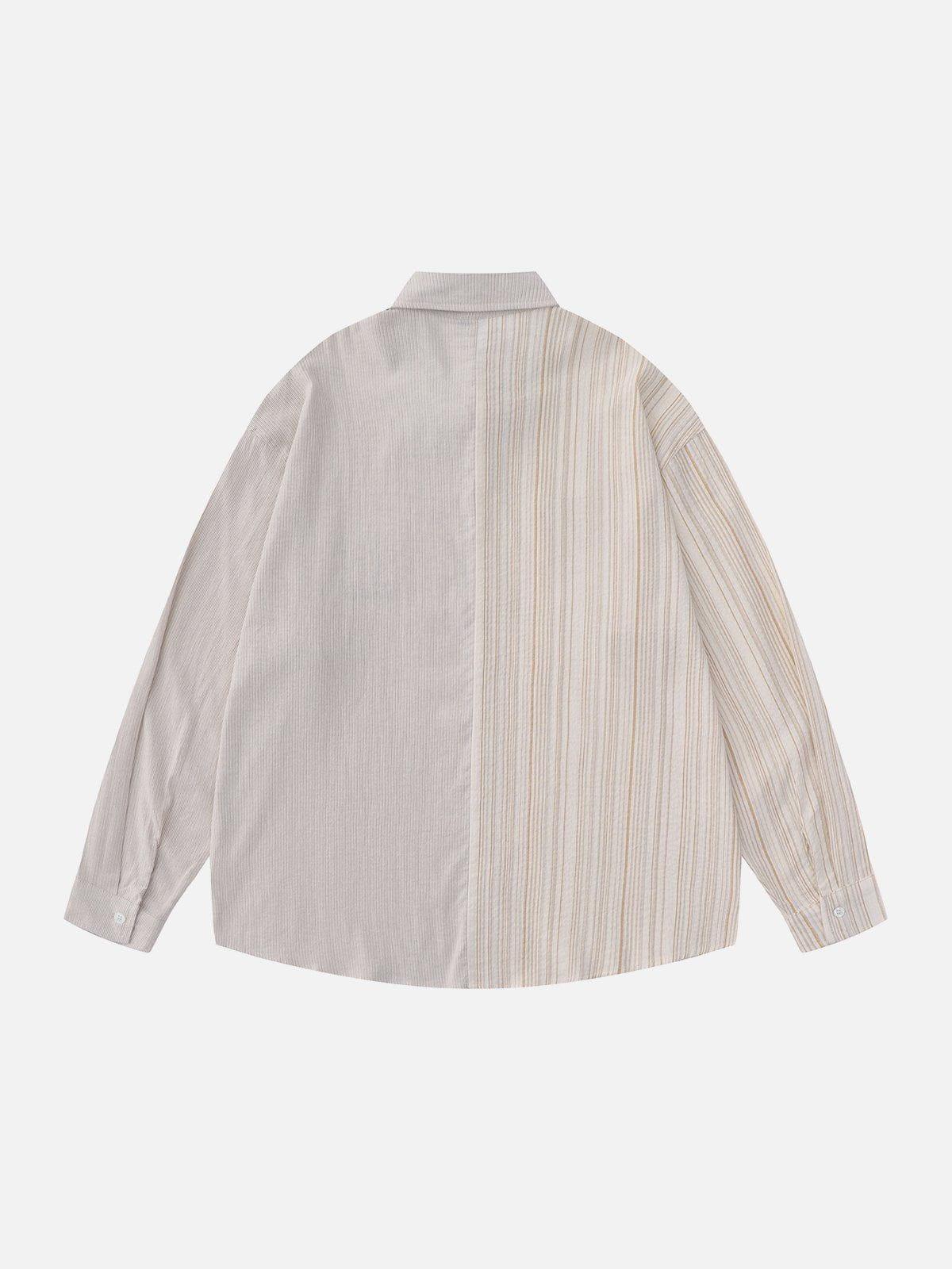 Tntwear® - Patchwork Stripe Long Sleeve Shirt - tntwear1