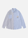 Tntwear® - Patchwork Stripe Long Sleeve Shirt - tntwear1