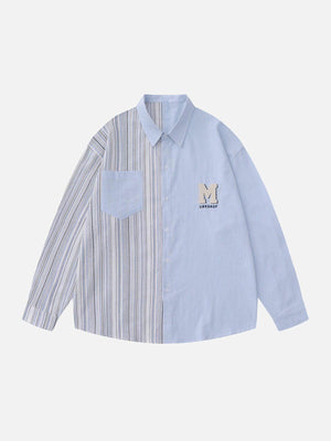 Tntwear® - Patchwork Stripe Long Sleeve Shirt - tntwear1