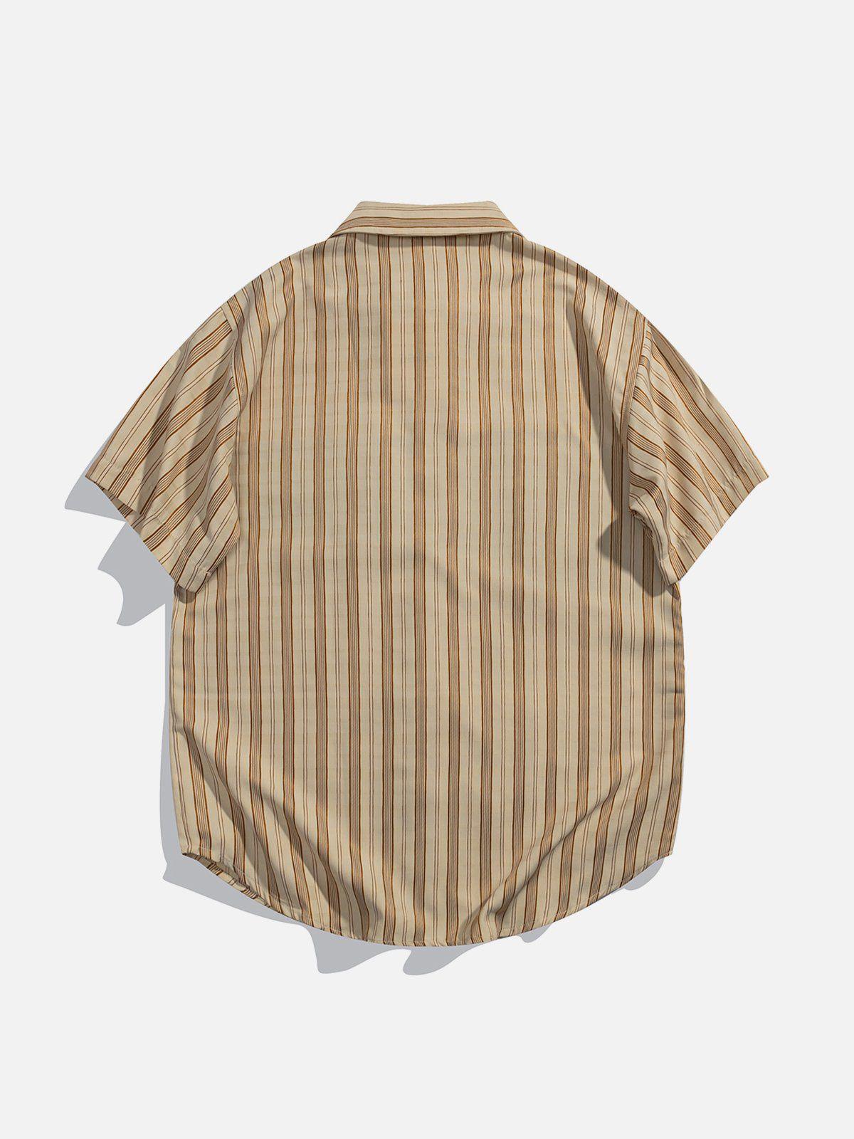 Tntwear® - Patchwork Stripe Short Sleeve Shirt - tntwear1