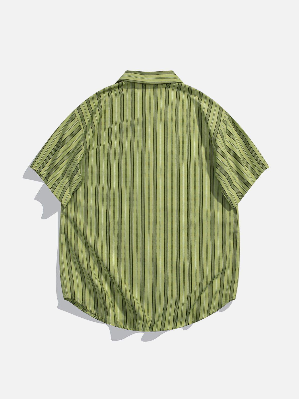 Tntwear® - Patchwork Stripe Short Sleeve Shirt - tntwear1