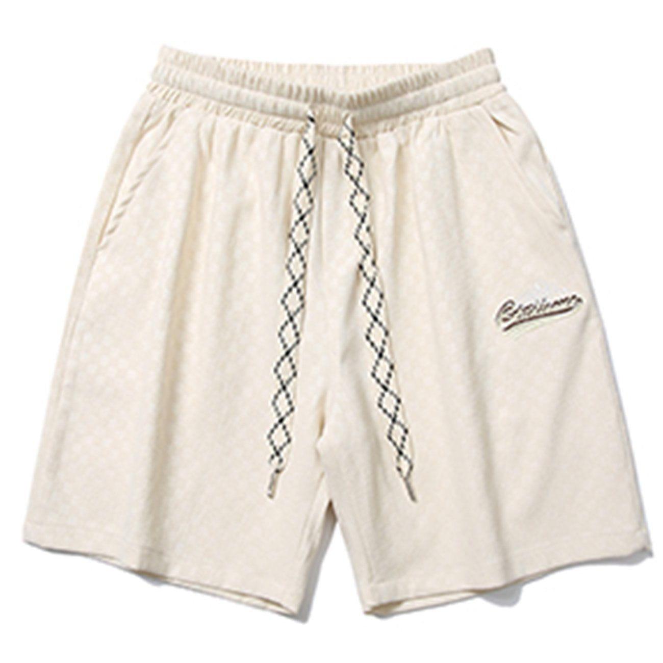 Tntwear® - Plaid Embroidered Letters Shorts - tntwear1