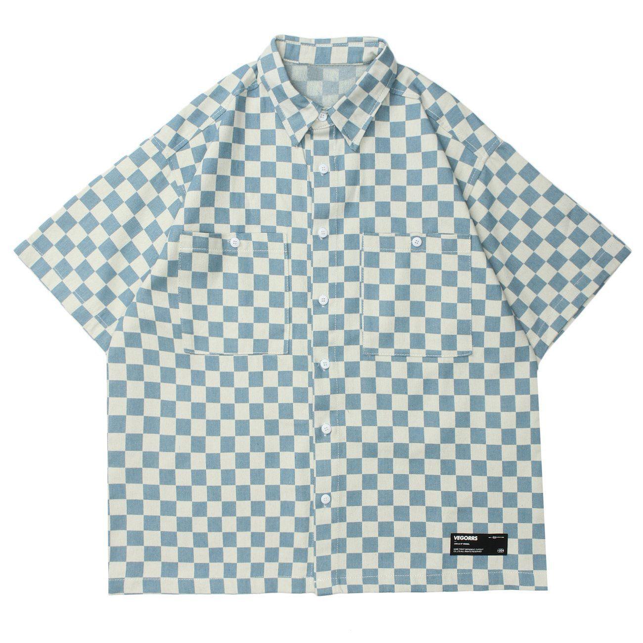 Tntwear® - Plaid Full-print Short-sleeved Shirt - tntwear1