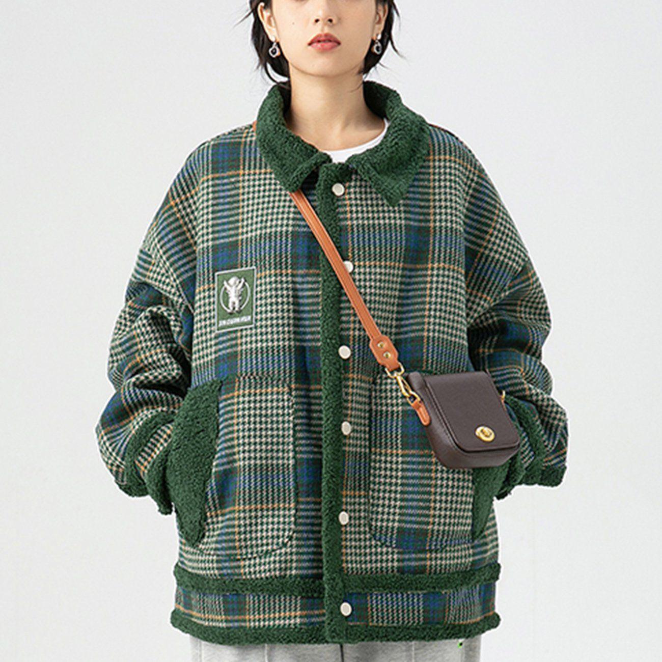 Tntwear® - Plaid Sherpa Winter Coat - tntwear1