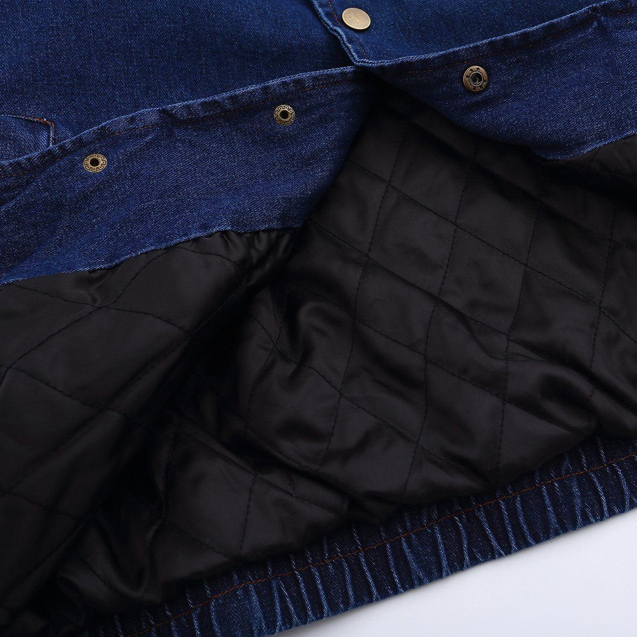 Tntwear® - Printed Denim Patchwork Winter Coat - tntwear1