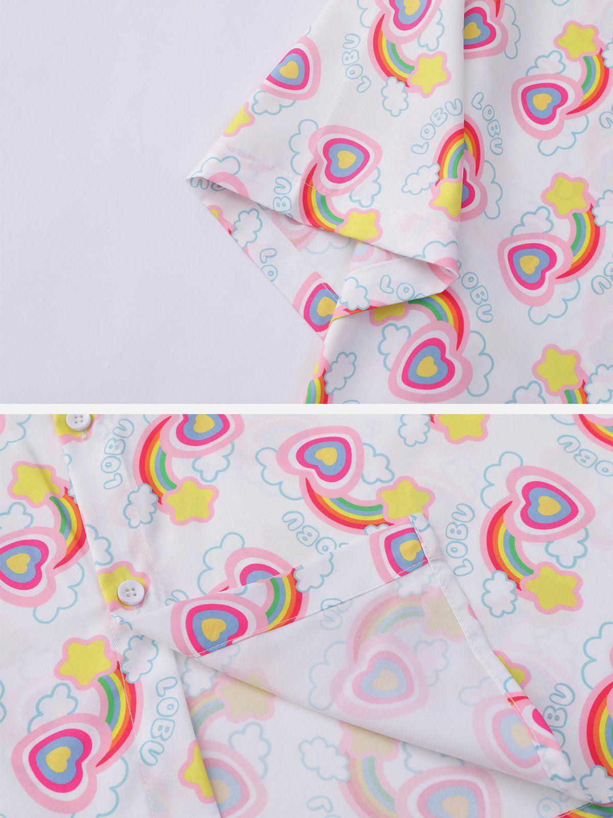 Tntwear® - Rainbow Love Print Short Sleeve Shirts - tntwear1