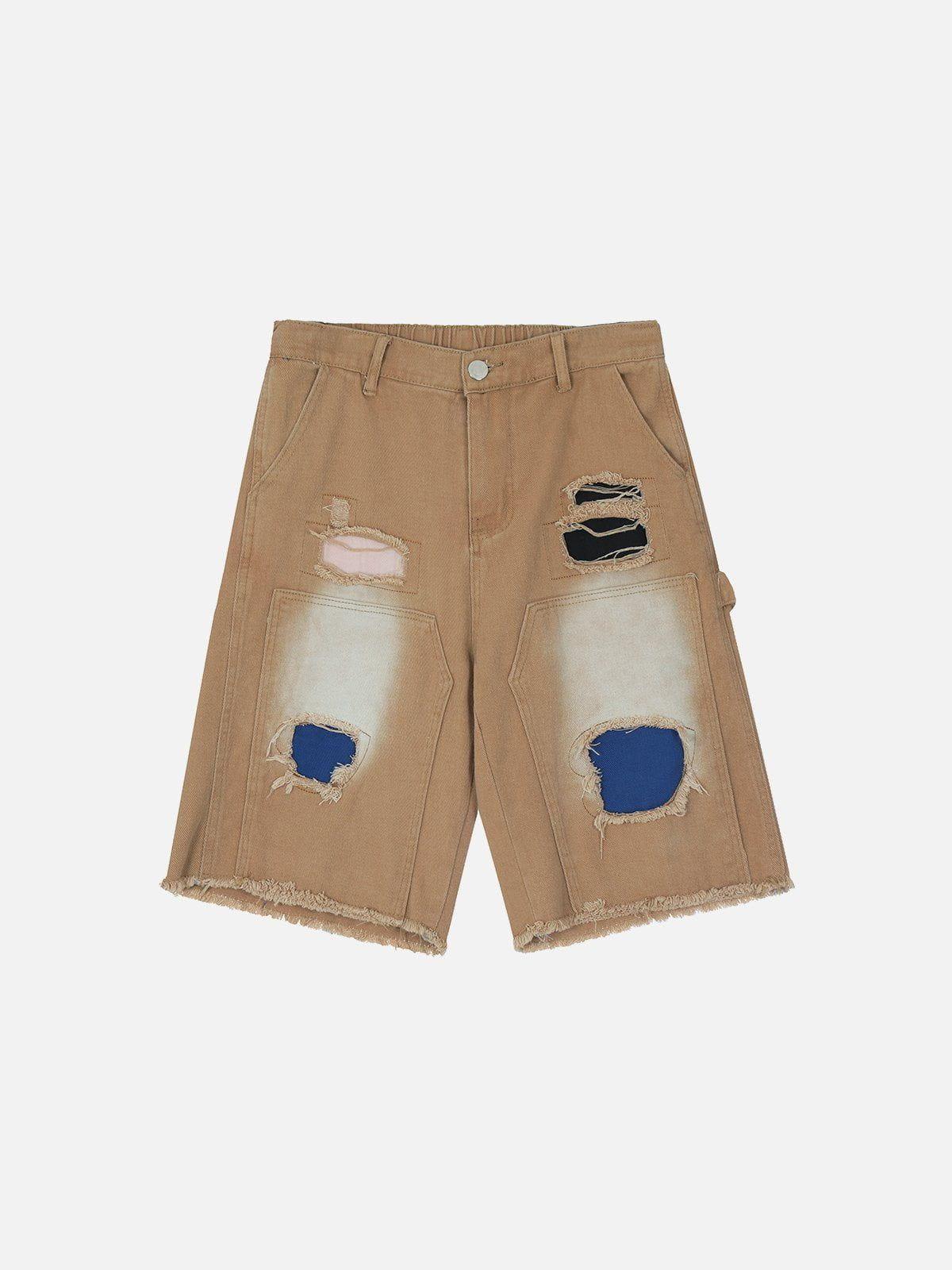 Tntwear® - Ripped Color Block Shorts - tntwear1