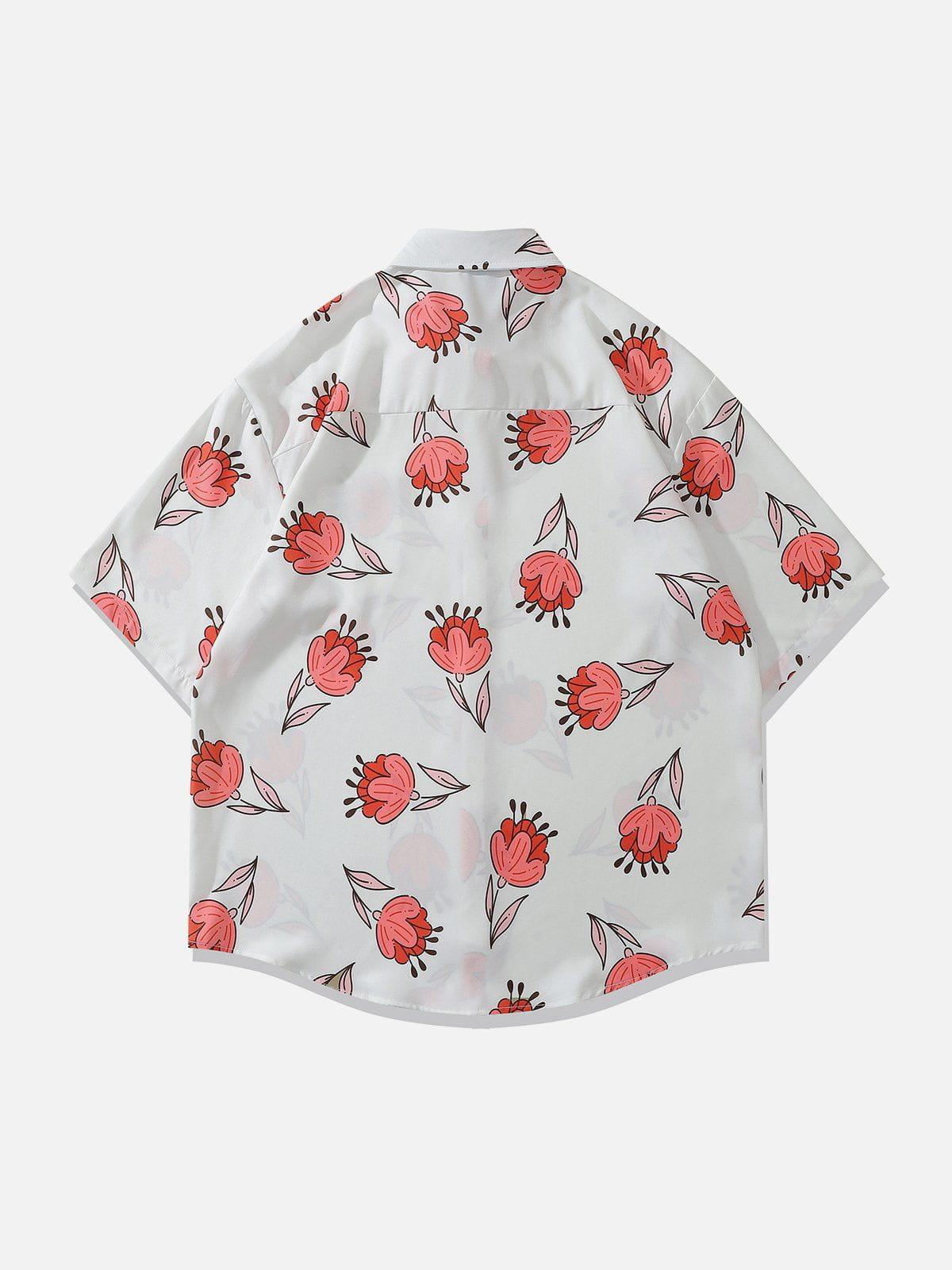 Tntwear® - Rose Element Print Short Sleeve Shirts - tntwear1