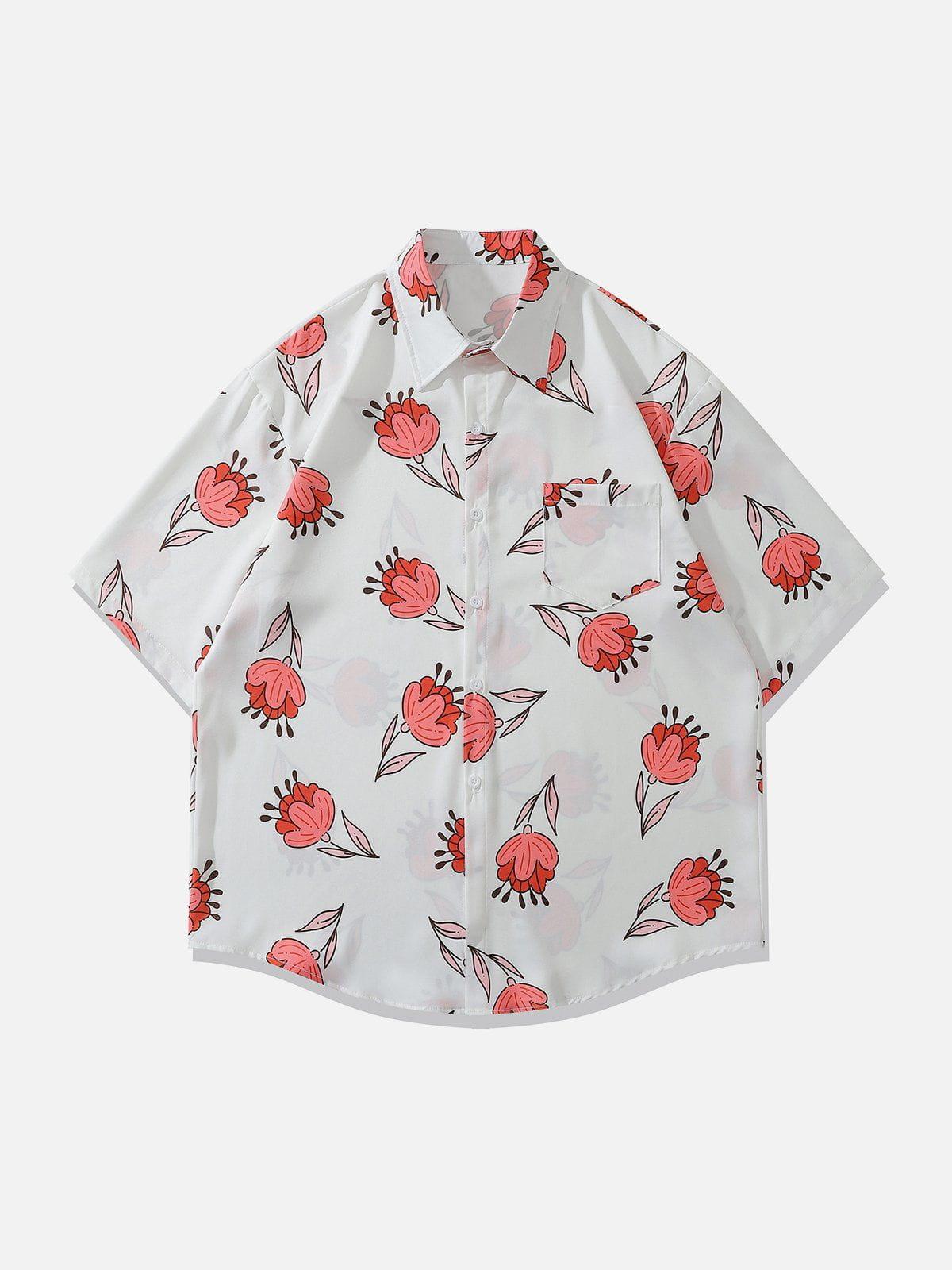 Tntwear® - Rose Element Print Short Sleeve Shirts - tntwear1