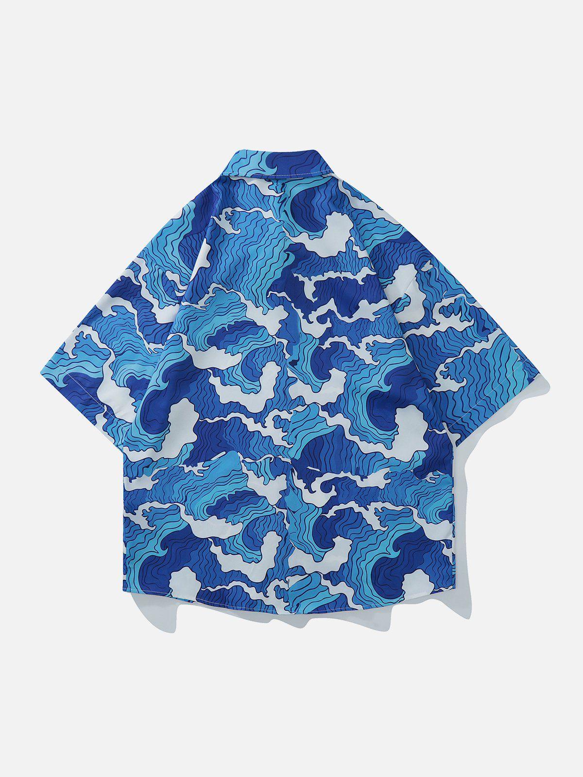 Tntwear® - Sea Wave Print Short Sleeve Shirts - tntwear1