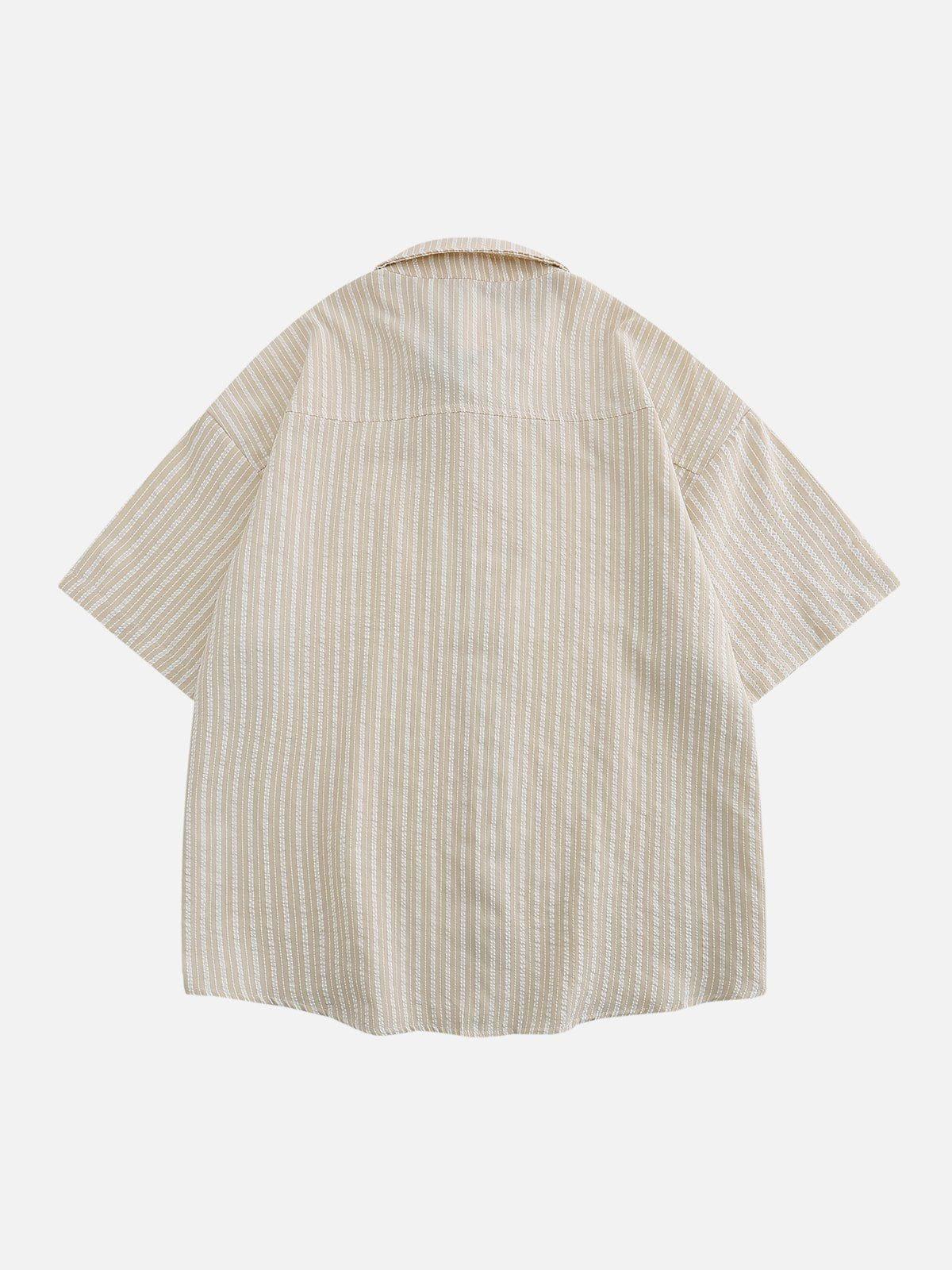 Tntwear® - Small Flower Pendant Stripes Short Sleeve Shirt - tntwear1