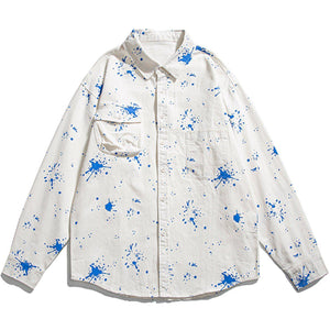 Tntwear® - Splash Ink Print Long-sleeved Shirt - tntwear1